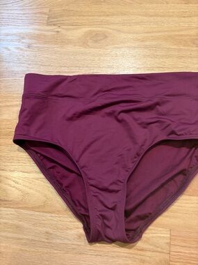 Women's Lands End High-Waist Bikini Briefs - Deep Wine Sz 8